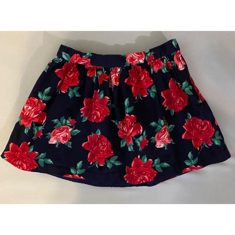 Janie And Jack 6 Blue Rose Skirt Holiday Emerald & Navy Series Christmas Floral